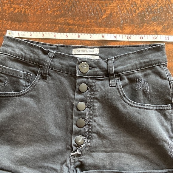 ONE Teaspoon Harlets High Rise Long Rise Fitted Twisted Cuff Hem Black Size 27 - Picture 10 of 12